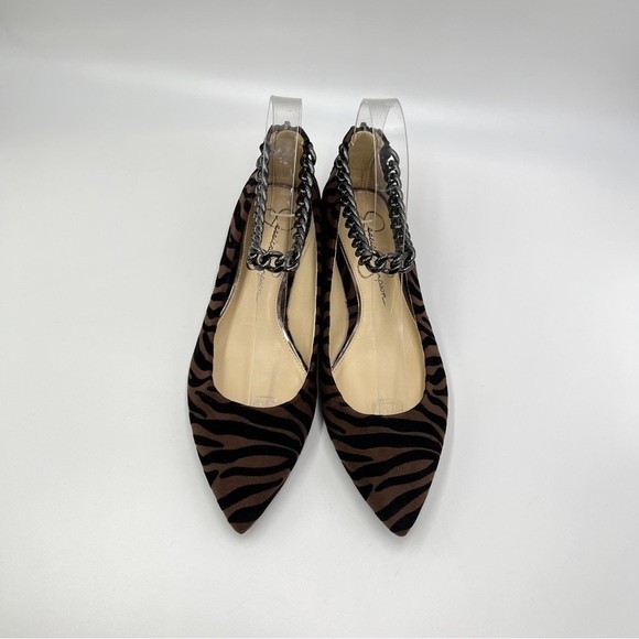 NEW Jessica Simpson Womens Size 6.5 Metal Ankle Chain Tiger Ballet Flats Shoes - Picture 4 of 12
